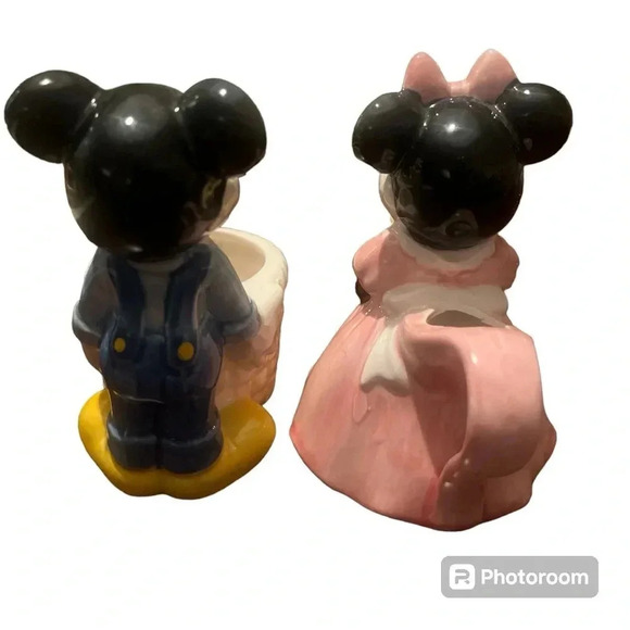 Vintage Mickey & Minni Mouse Ceramic Planter Set - Picture 2 of 11